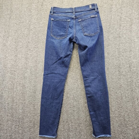 7 For All Mankind Jeans Womens 27 Blue The Ankle Skinny Stretch Mid Rise - Picture 2 of 10